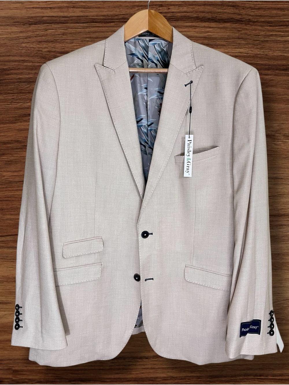 Paisley & Gray Silken Cream Slim Fit Sport Coat Size 50R